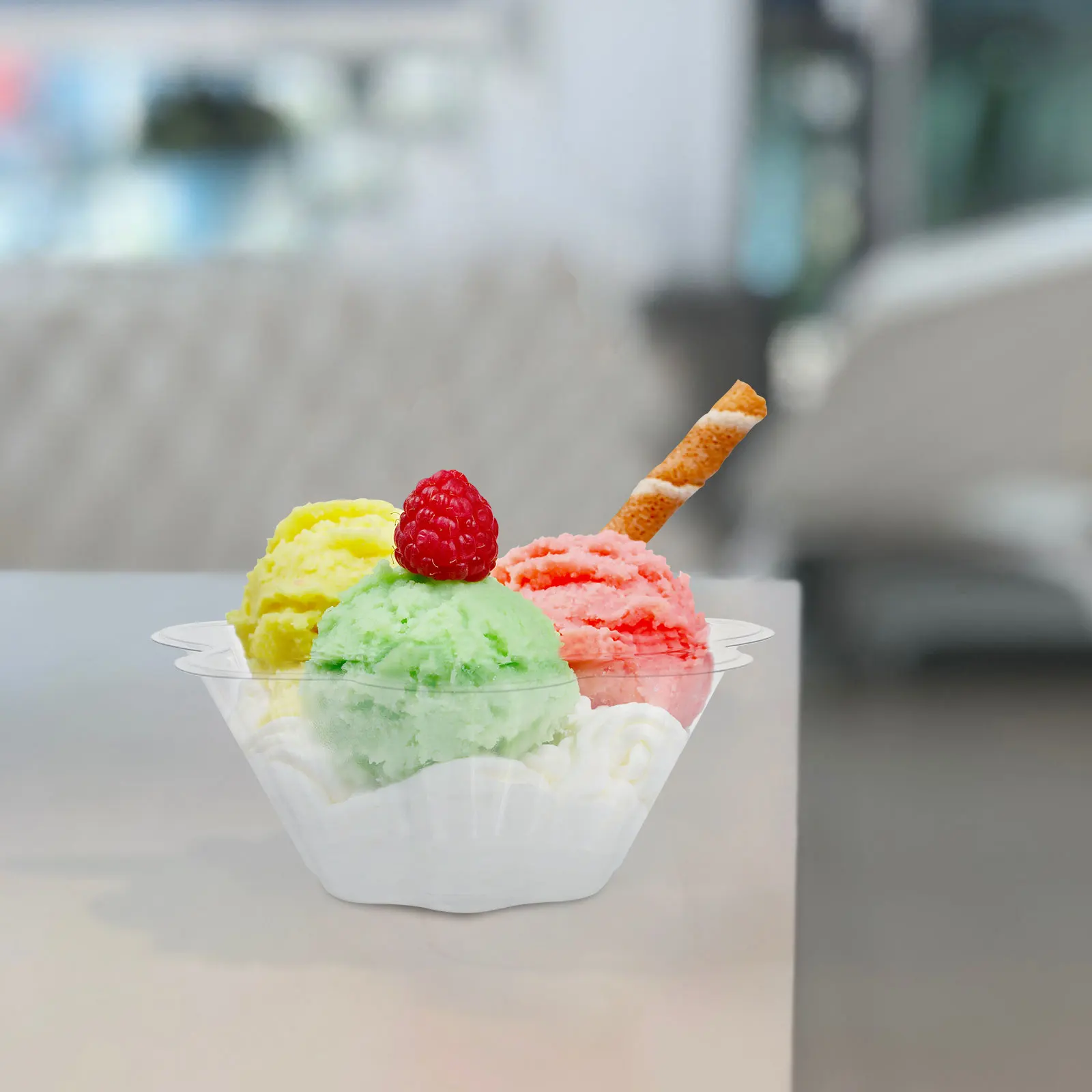 

1Set Disposable Ice Cream Bowls Convenient Practical for Ice Cream Pudding Dessert Party Serving Bowl Spoon Included