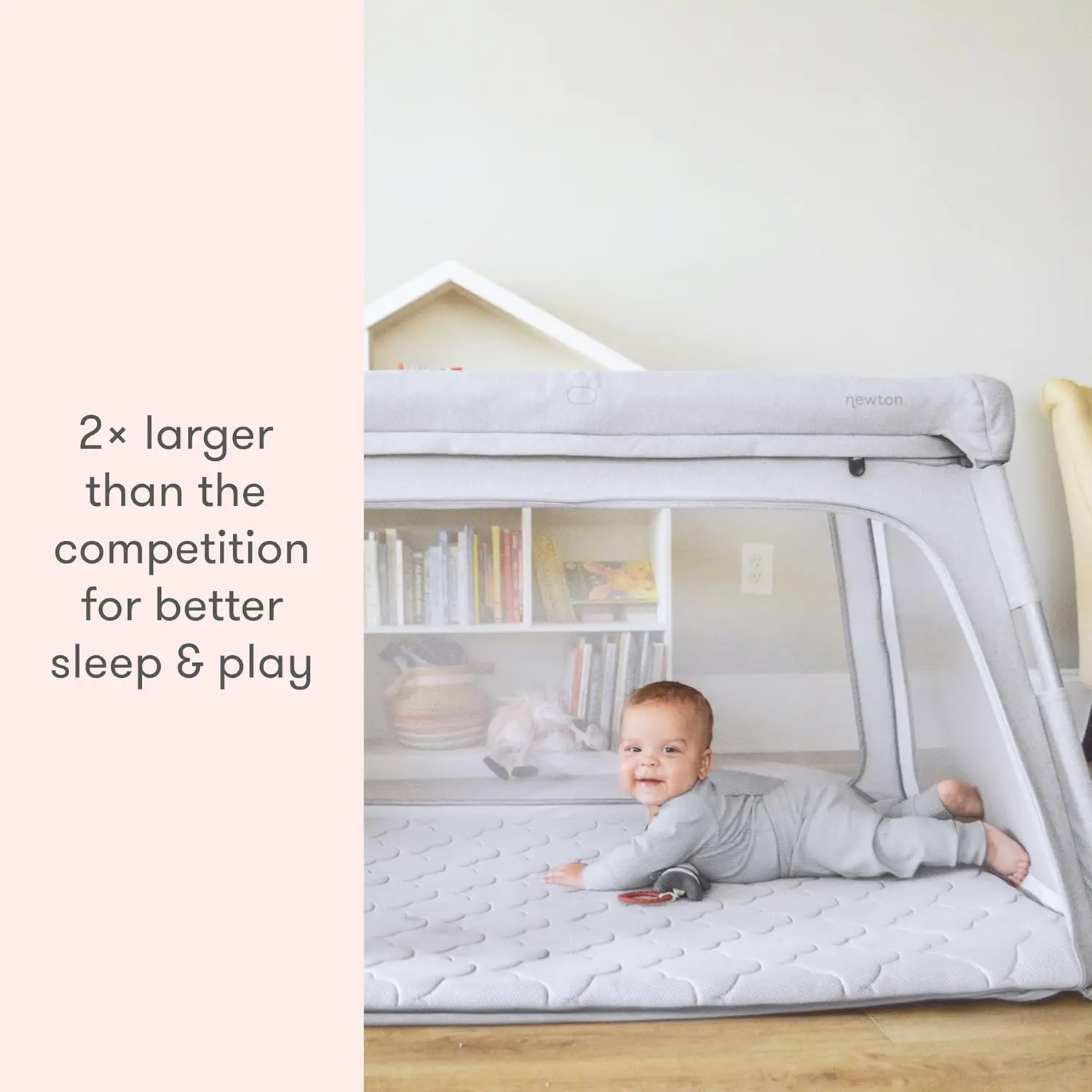 Newton Baby Travel Crib and Play Yard - nowość na 2024 r. z łatwym demontażem |   Bezpieczny, oddychający materac |   Całkowicie zmywalny |