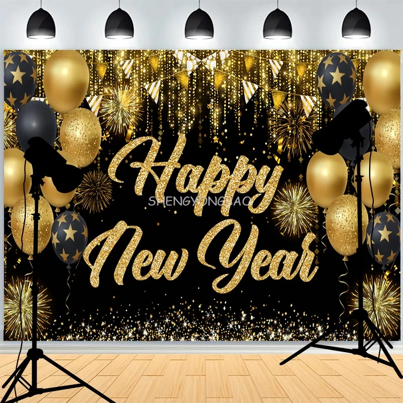 

Black Gold Series Crown Photography Backdrops Props Banner For Photoshoot Balloon Birthday Party Photo Studio Background BD-04