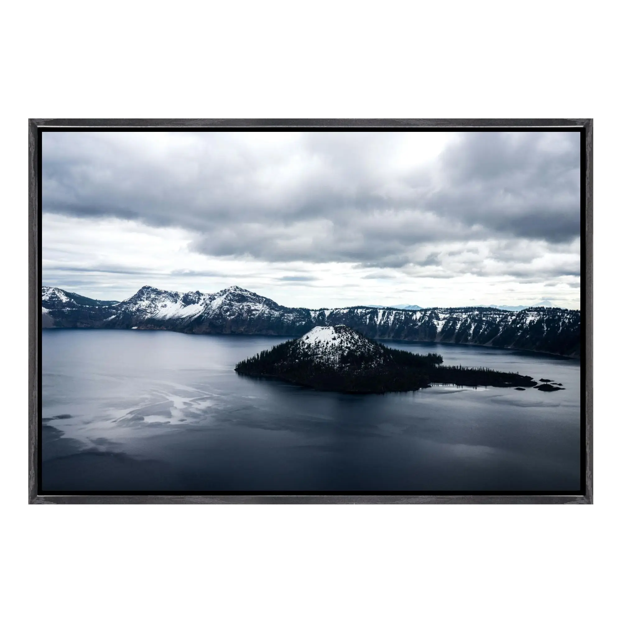 Arte de parede em tela Crater Lake Oregon, impressionante impressão de paisagem cênica de lago de montanha americana, pôster de natureza, arte de cenário dos EUA