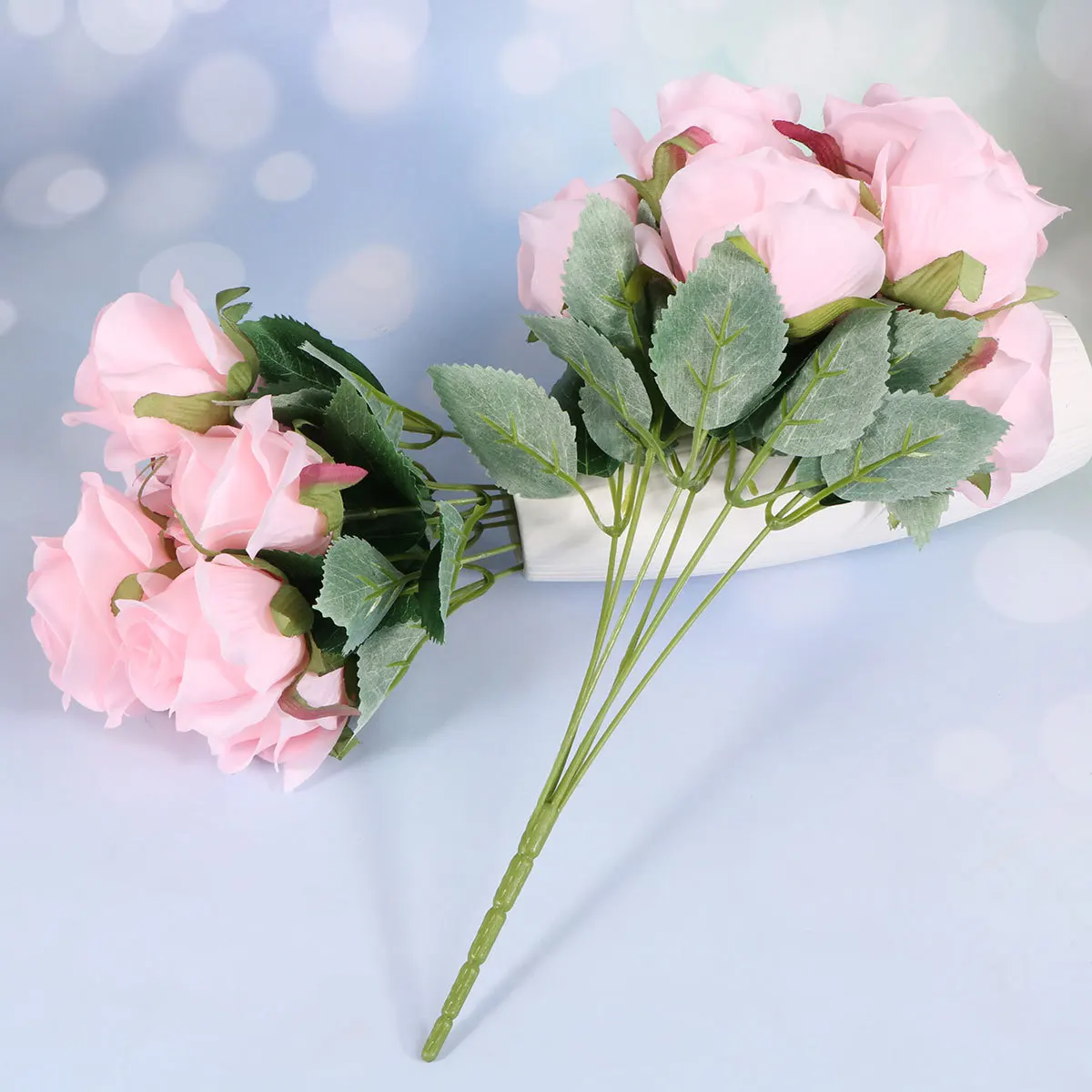 

3Pcs Lifelike Silk Rose Bouquet Blooming Home Bridal Decoration Pink Artificial Rose Silk Flower