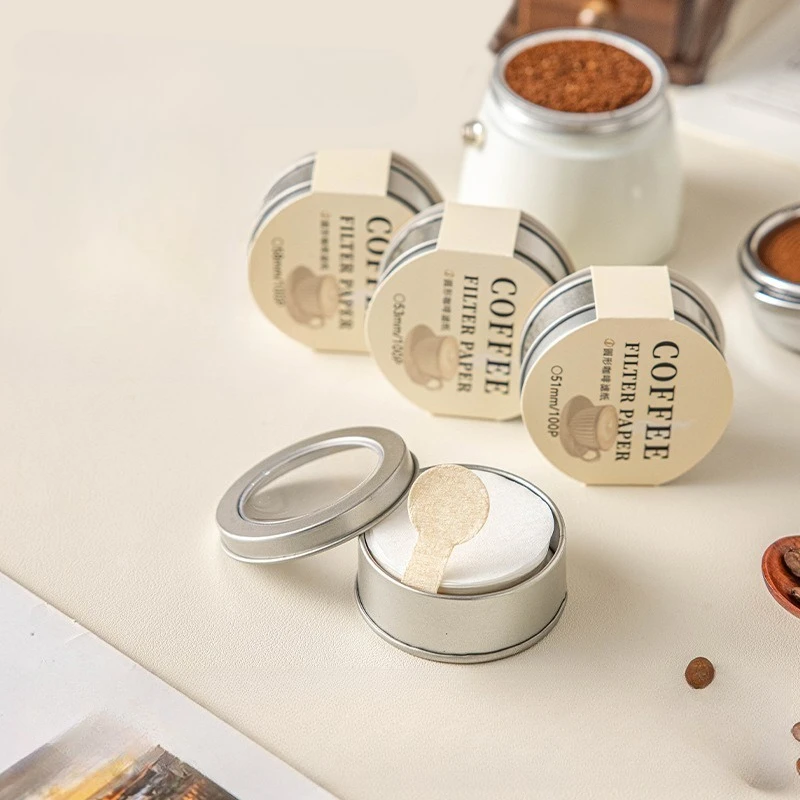 Runder Kaffeefilter aus Papier für Moka-Kanne, Espresso-Zubehör, Siebfilter, 51mm, 58mm, Einweg, Fein