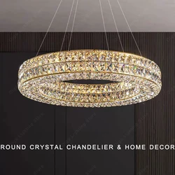 Luxury LED Crystal Chandeliers 2026 Lustre Home Decor Lighting Nordic Dimmable Hanging Lamp With Remote Control for Living Room