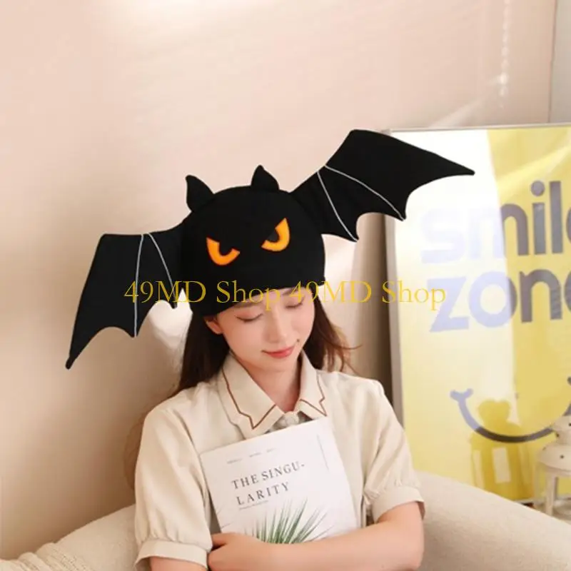 49MD Halloween Bat Cap Cosplay Costume Hat Stage Props Plush Bat Hat Women Men Unisex Party Cap Kids Festival Headgear view 5