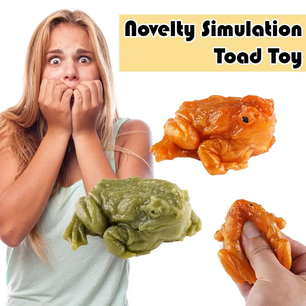 Stress Relief Frog Squeeze Toy Funny Toad Frog Squeeze Stress-relief Soft Decompression Toy Sticky Frog SimulationToy Tricky