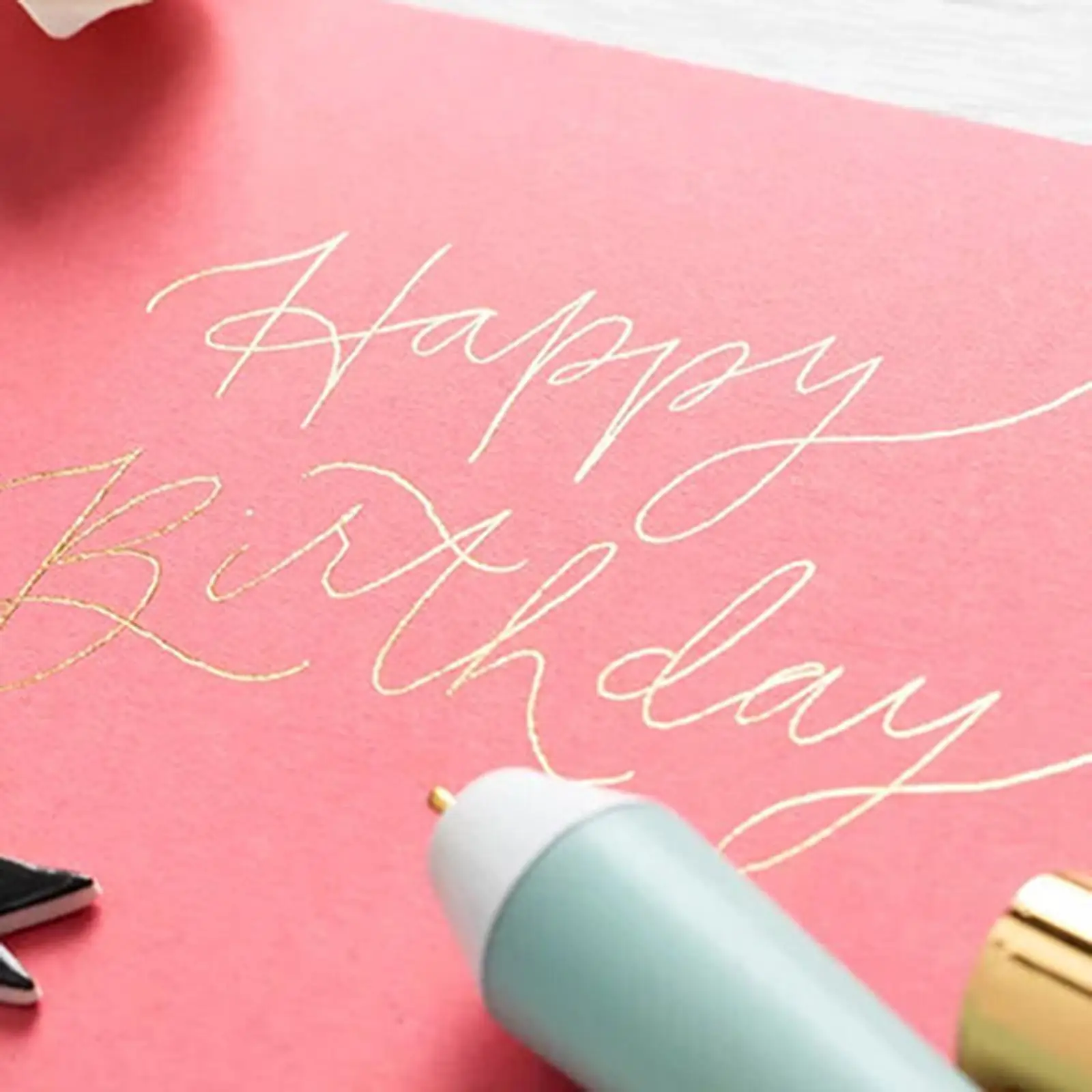 Heated Hot Foil Pen Set with USB Cable Drawing Pen Plastic Heat Activated Foil Roll Sets Gold Glimmer for Leather Handwriting