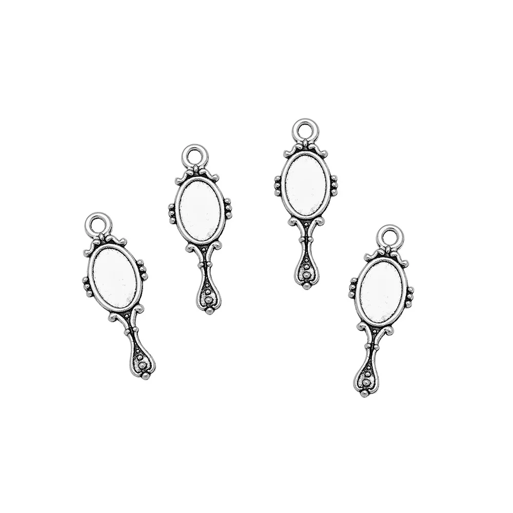 20 sztuk/partia 10x29mm antyczny posrebrzane lusterko do makijażu Charms piękno wisiorek dla DIY biżuteria akcesoria — zdjęcie 6