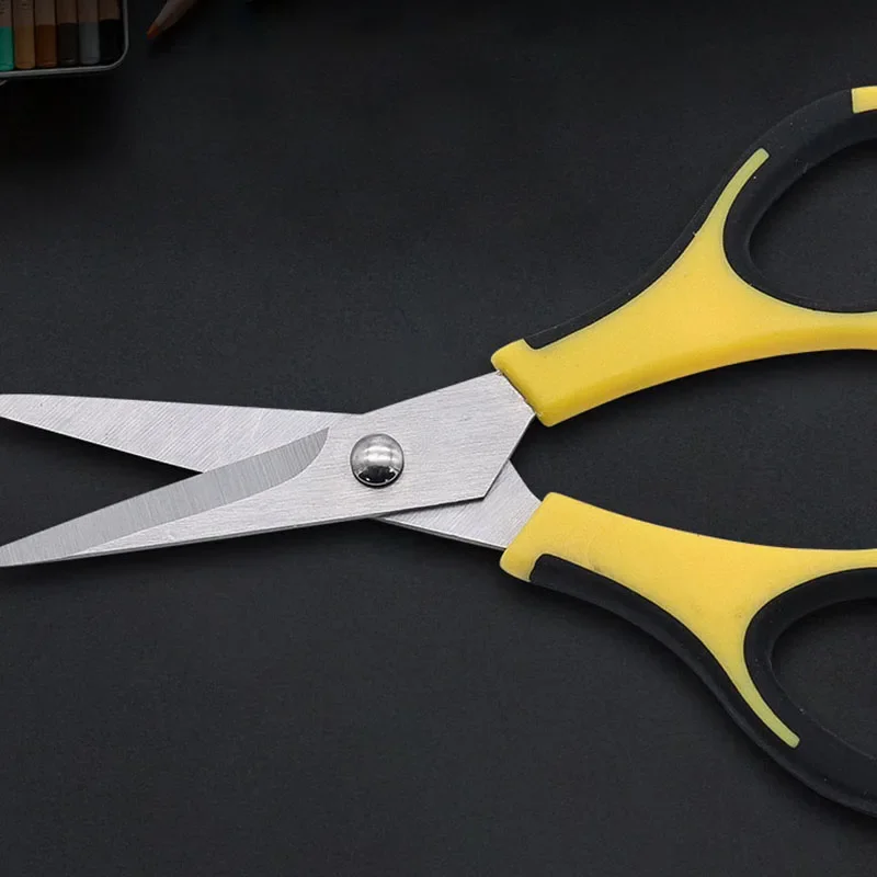 5 بوصة الفولاذ المقاوم للصدأ شفرة الملابس DIY بها بنفسك الموضوع المقص PP مقبض المدرسة مكتب طالب مقص تفريغ أداة أسود أصفر