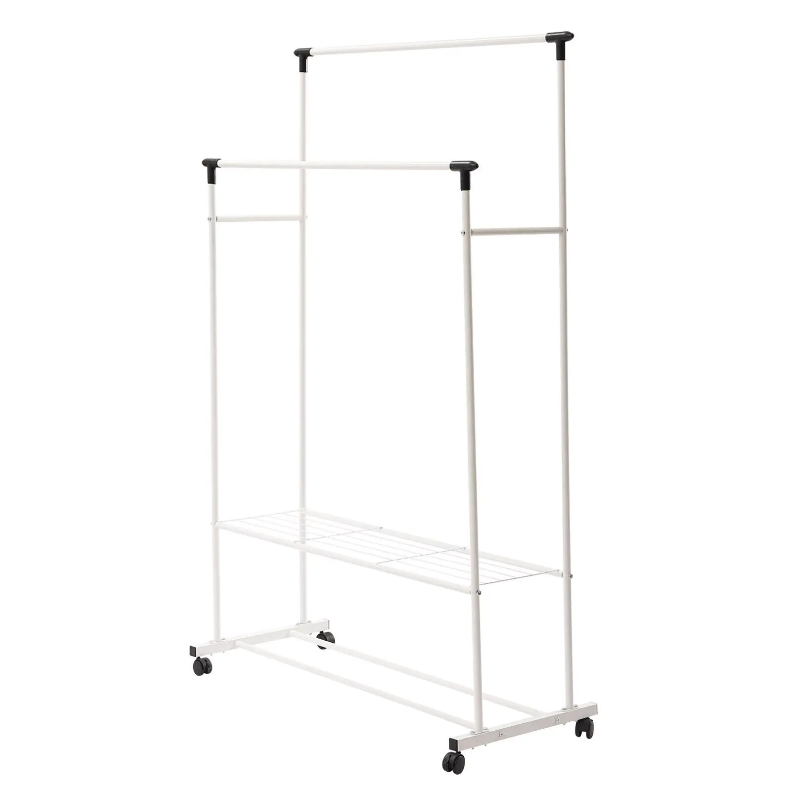 Metal Clothes Rack Free Standing Home Coat Garment Storage Hanger Shoes Holder