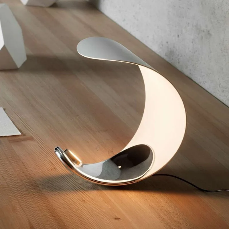 

Moon Table Lamp, Simple Design C-Shaped Crescent Atmosphere Touch Control Lamp for Bedroom