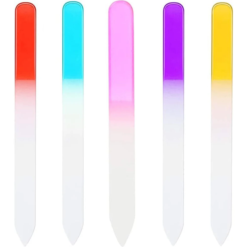 5개입 전문가용 그라데이션 유리 네일 파일 스트립 양면 샌딩 버퍼 연마 네일파일 DIY 매니큐어 도구