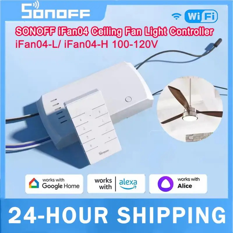 SONOFF IFan04 WiFi Ceiling Fan Light Controller Smart Home Switch APP Adjust Speed 433MHz RF Remote Control Alexa Voice Control