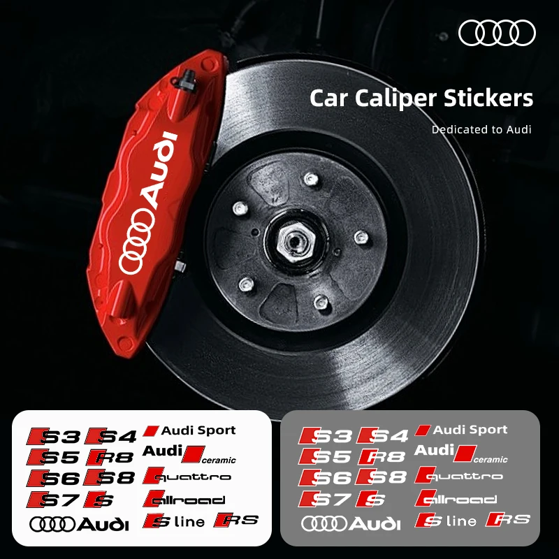 6pcs Heat Resistance Caliper Decals Wheel Decor Vinyl Stickers for audi Sline A1 A3 A4 A5 A6 A7 Q3 Q5 Q7 RS3 RS S3 S4 S5 S7 S8