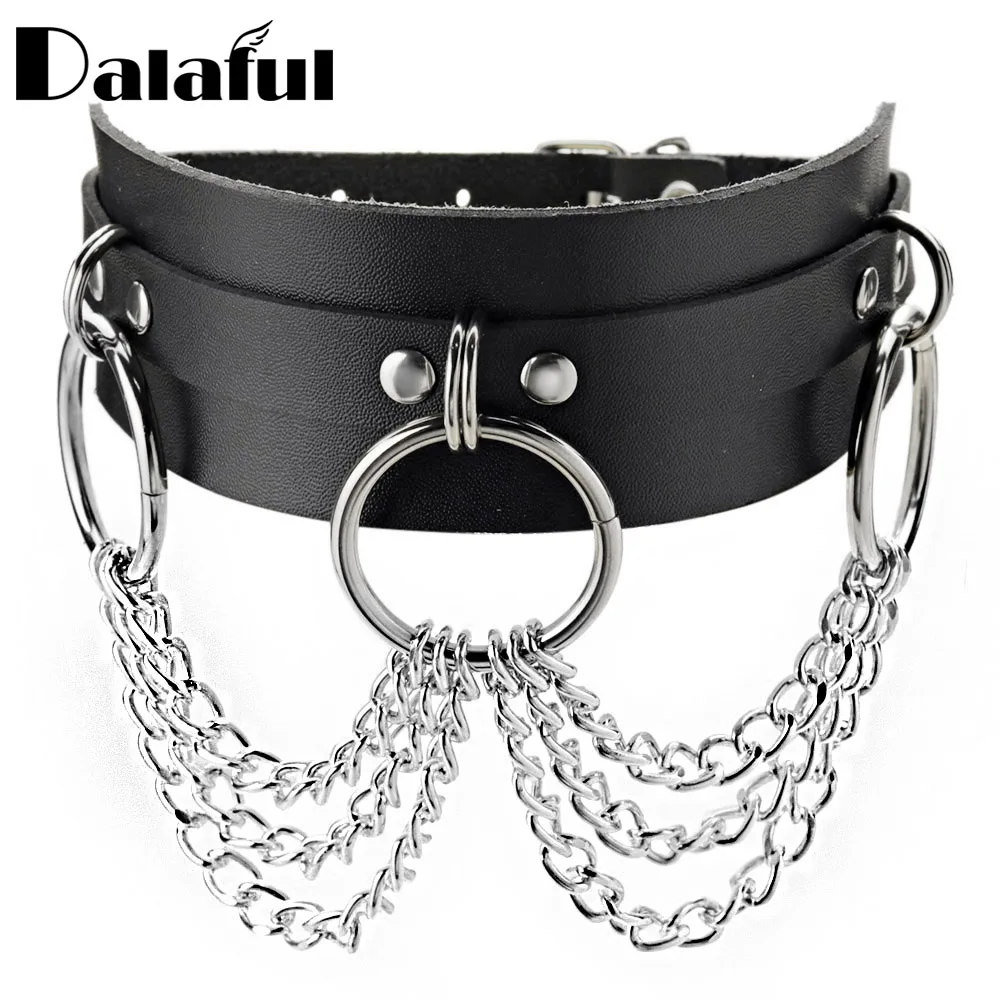 Sexy Punk Link Chain Rock Leather Choker Necklaces Gothic Harajuku Necklace Women  Cosplay Goth Fashion Charm Jewelry Gift X634c