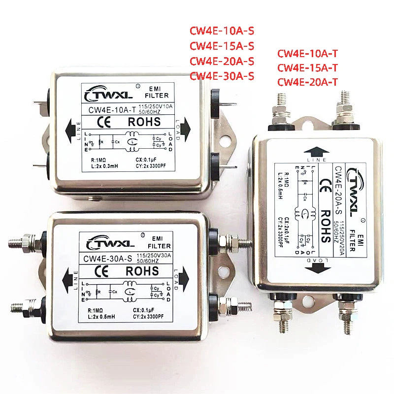 

AMI power filter CW4E-10A-S 15A 20A 30A CW4E-10A-T servo single-phase AC purification anti-interference
