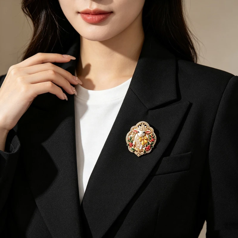 New Vintage Retro Sheep Hollow Rhinestone Metal Brooches Women Clothing Decoration Badge Pin FoDIY Bag Hat Scarf T-shirt Jeans