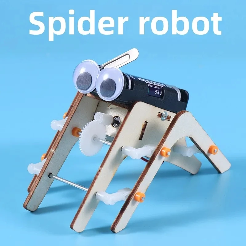 Walking Spider Robot Bionic DIY Assemble Model Science Technology Education Experiment Kit Wooden Stem Puzzle
