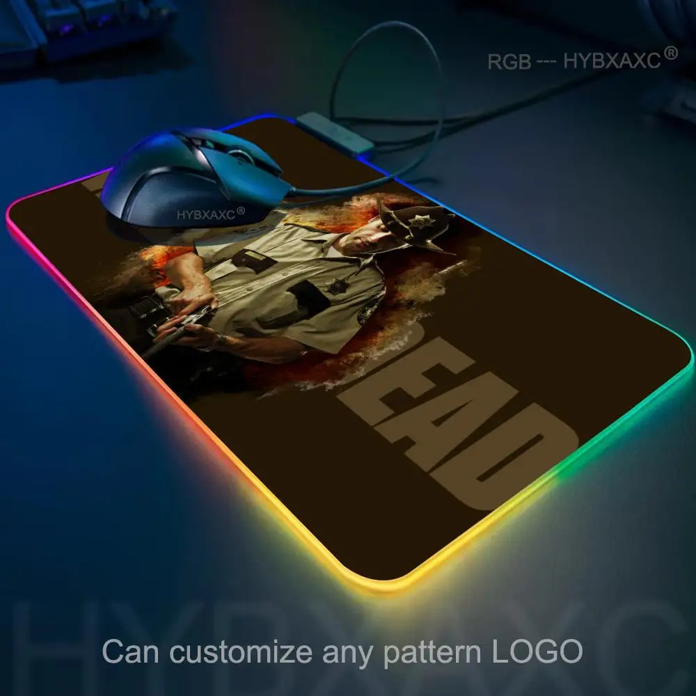 HYBXAXC 900X400X4MM The Walking Dead Mouse Pad RGB Gaming Mouse Pad Desk Mat HD Gamer Large LED Light XXL Mouse Pad