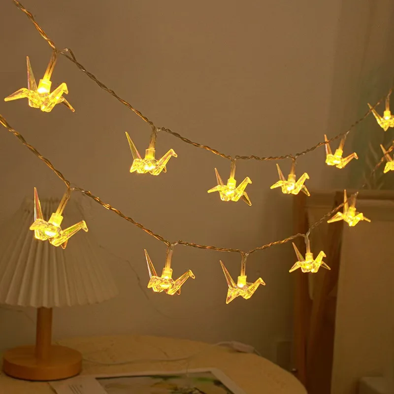 Crane LED String Lights Mini Vintage Christmas Halloween Wedding Party Decorative Battery String Lights Patio Garden Home