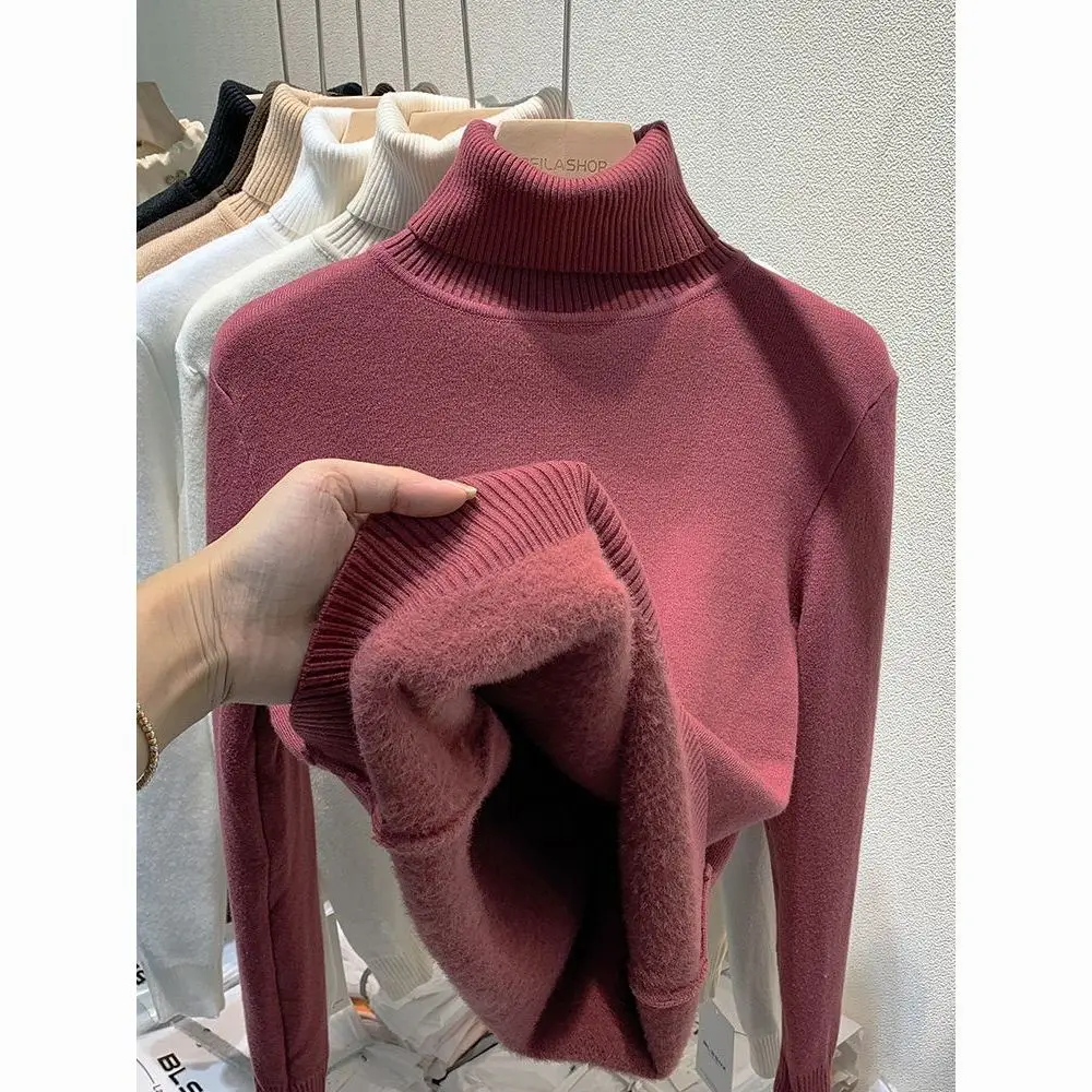 

Women Sweater 2023 Autumn Winter Cashmere Turtleneck Warm Knitwear Casual Solid Shirt Fashion Knit Pullovers Sweater A89