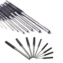 9Pcs Head Pins Tools Tactical Roll Pin Punch Set Hunting Remover Pin Punch Tools Kit Heavy Duty Steel Pistol Accessories Round