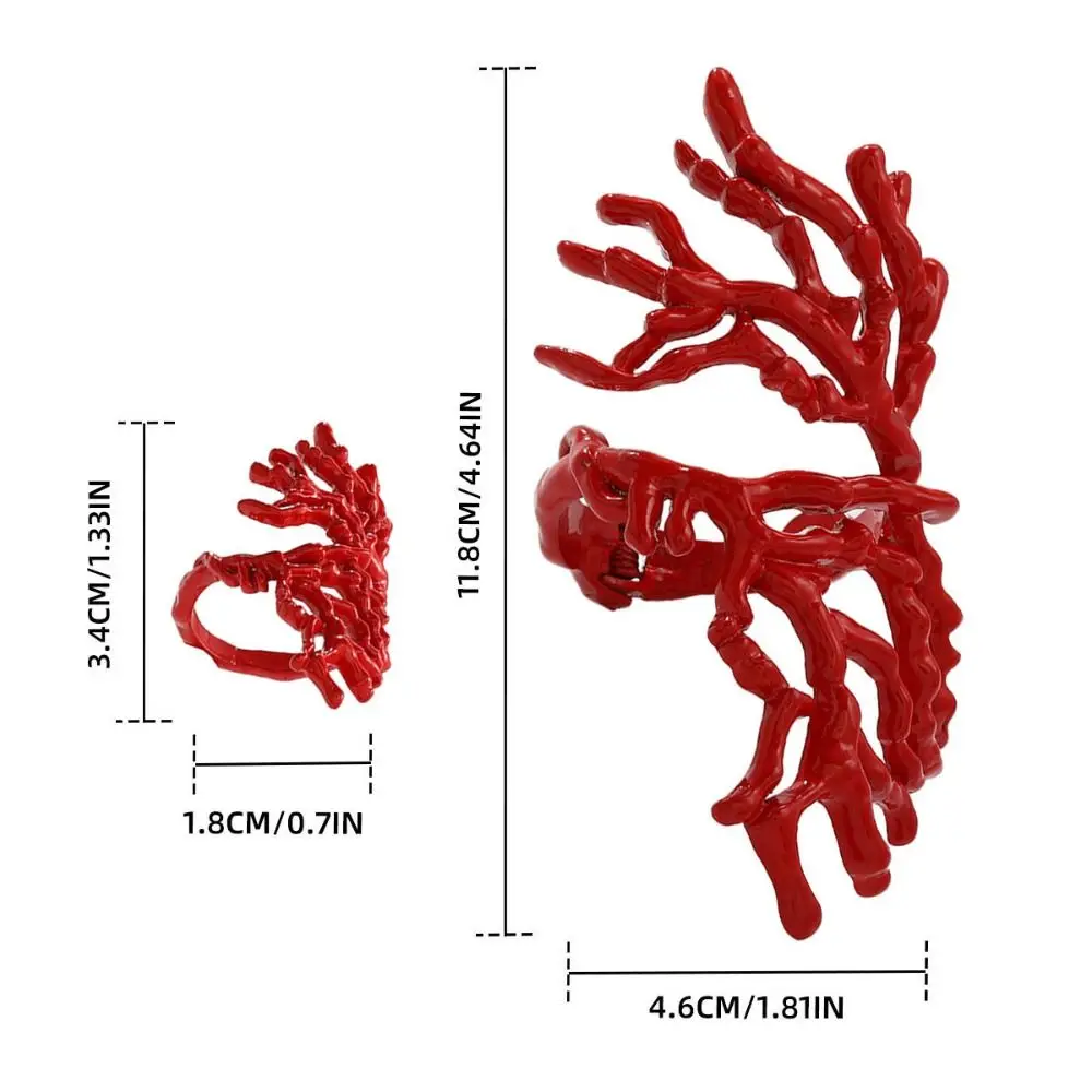 مجوهرات غير منتظمة على طراز المحيط المرجاني ، سوار قابل للتعديل ، خاتم مجوف للربيع ، خاتم جمال