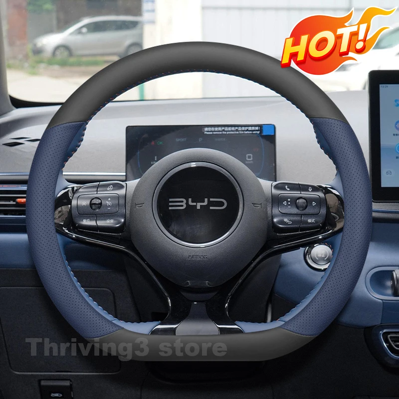 

Leather Car Steering Wheel Cover For BYD ATTO 1 BYD Dolphin Mini 2020-2024 2025 Auto interior BYD Dolphin Surf 2025 Accessories