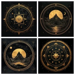Tarot tablecloth High-end velvet Tarot divination tablecloth Gold-rimmed pentagram altar cloth Witches decorate