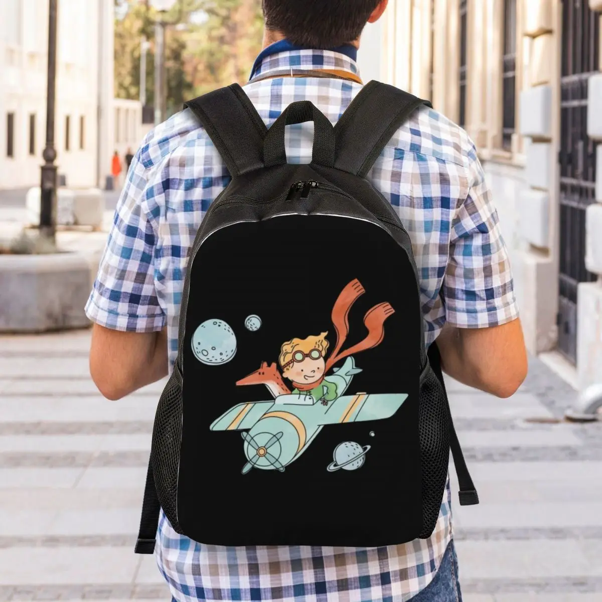 O Pequeno Príncipe Mochilas dos desenhos animados para meninos e meninas, Sacos de viagem escolar e universitária, Bookbag Fits, 15 "Laptop, Fits