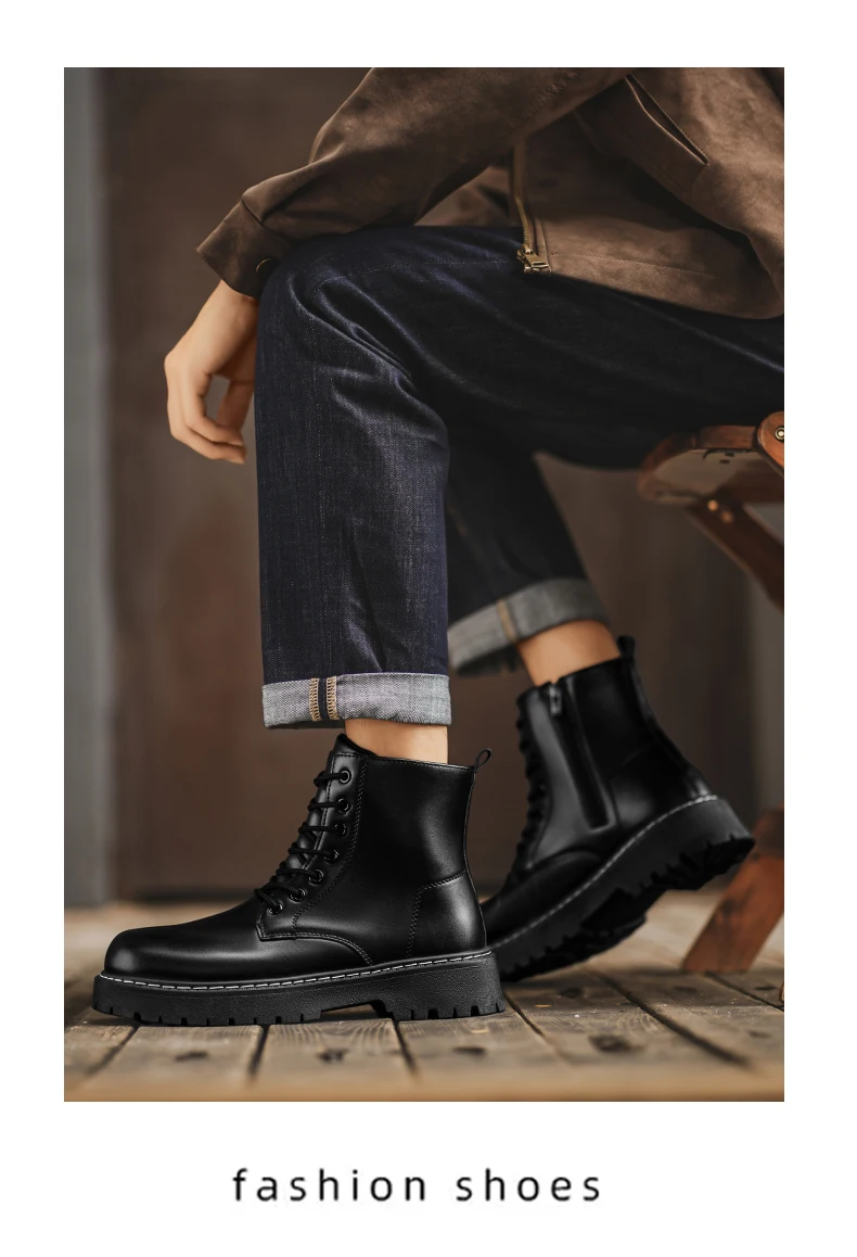 Herren-High-Top-Stiefel, Herrenschuhe, mittelhohe Schaftform, bequemes Innenfutter, modisches Obermaterial, guter Halt, große Größen, geeignet für den Innenbereich. – Detail 13