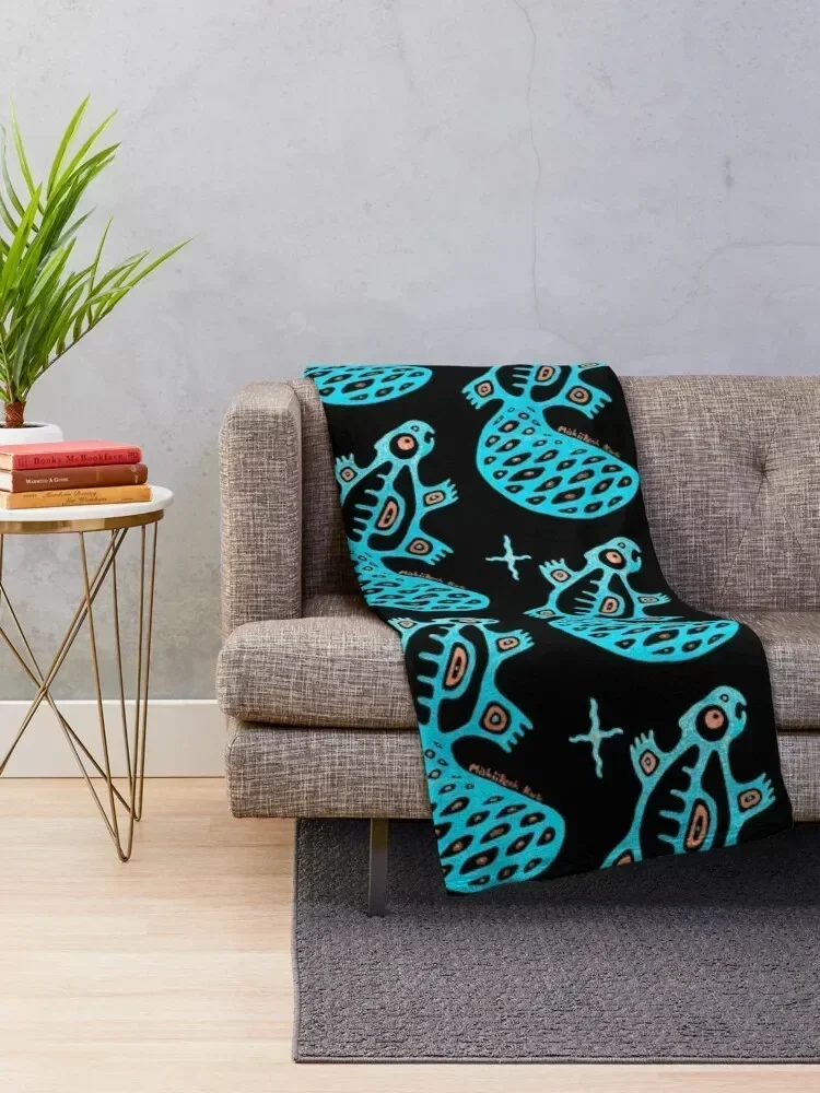 Teal beaver Throw Blanket for sofa Stuffeds Blankets