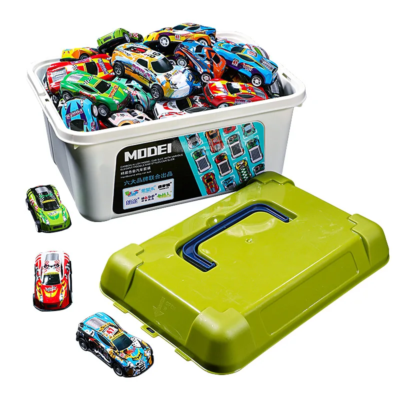 

Wholesale 50/70Pcs Mini Alloy Racing Cars Model Toy Storage Box Iron Sheet Car Set Pull Back Car Toys Children's Birthday Gifts