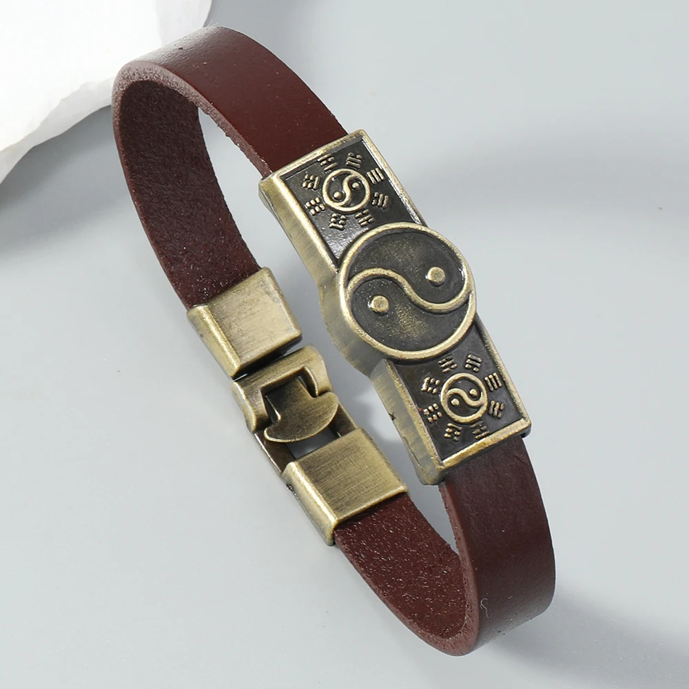 1 piece Tai Chi Ying Yang Accessories Leather bangle men Jewelry