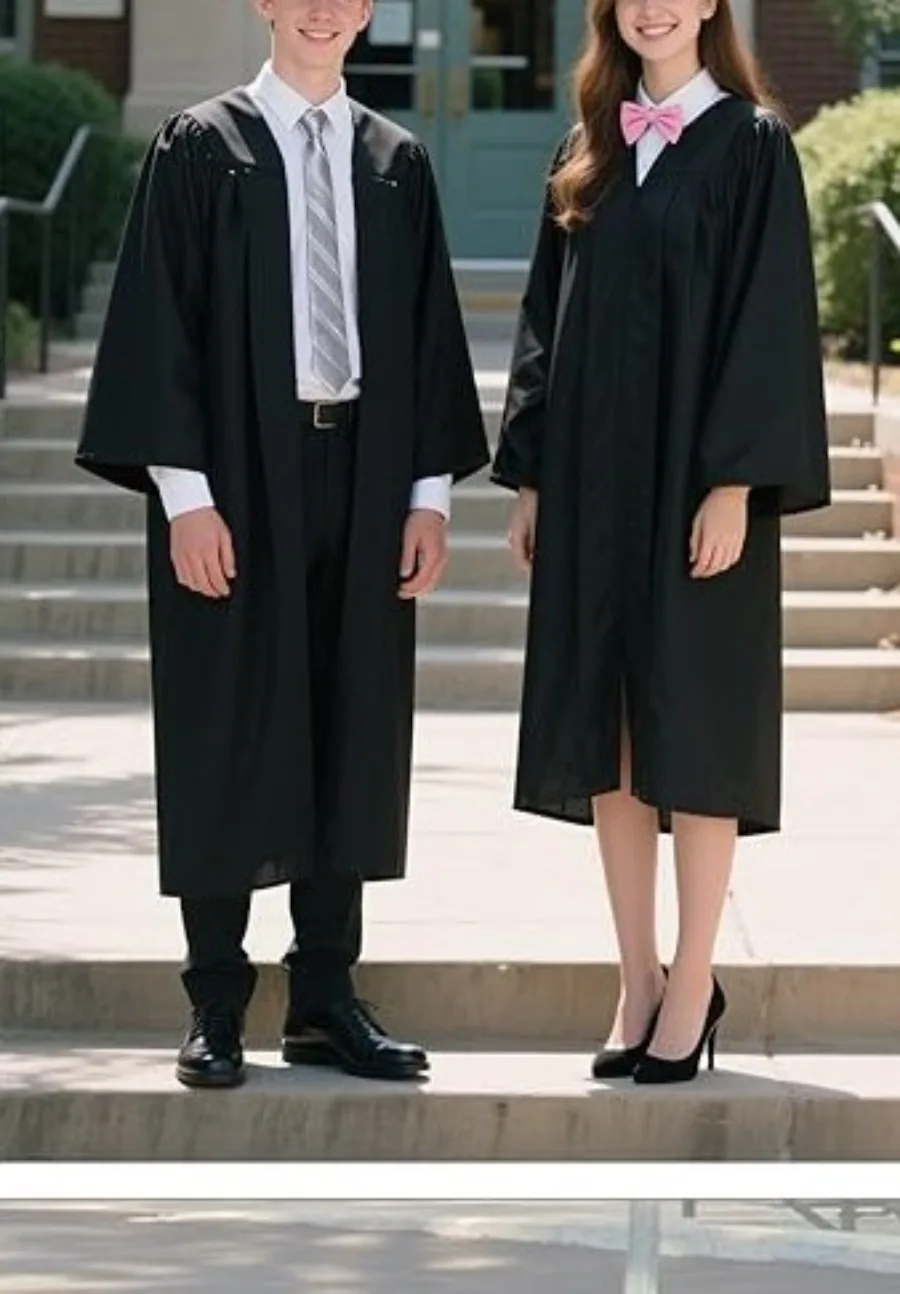 Robe de Cérémonie de Remise des Diplômes pour Étudiants en Arts, Col en V, Uniforme de Cérémonie de Remise des Diplômes pour Docteurs, Robe Académique Unie Longue jusqu'aux Genoux pour Fête de Remise des Diplômes