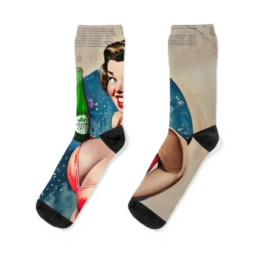 Curvy Beer Girl Pinup Socks man cycling Designer Man Socks Women's