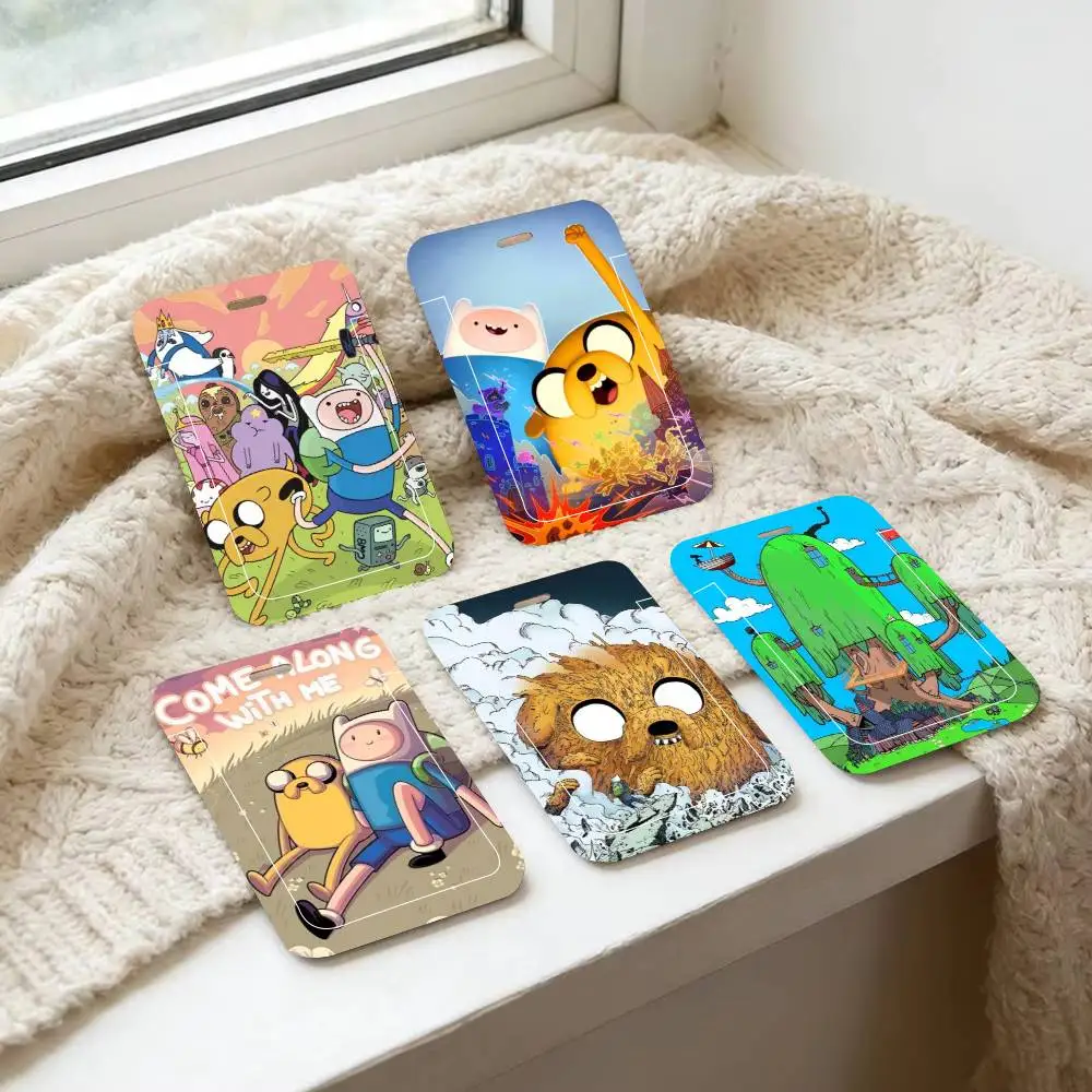 Anime A-Adventure T-Time ID Card Holder Lanyard Covers Women Men Work Permit Holder Students Kids Bus Cards Case