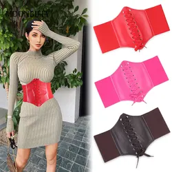 2022 Corset Wide Pu Leather Slimming Body Belts for Women Elastic High Waist Belts Cinto Sobretudo Feminin Ceinture Femme Fajas