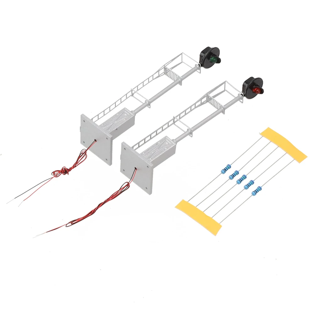 Tri-lights Model HO Scale Metal Cabinet Two lights Searchlight Signal with Steel Material and Black Wire Anode