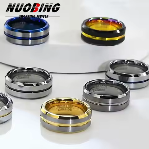 Fashion Men&rsquo;s Silver Color Black Stainless Steel Ring Groove Multi-Faceted Ring For Men Women Engagement Ring Anniversary Gifts