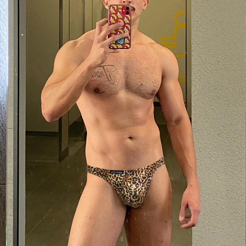 

Leopard Pattern Mens Bikini Briefs Cotton Sexy Underwear Men Low Waist Gay Mens Underpants Comfortable Cueca Slip Masculina