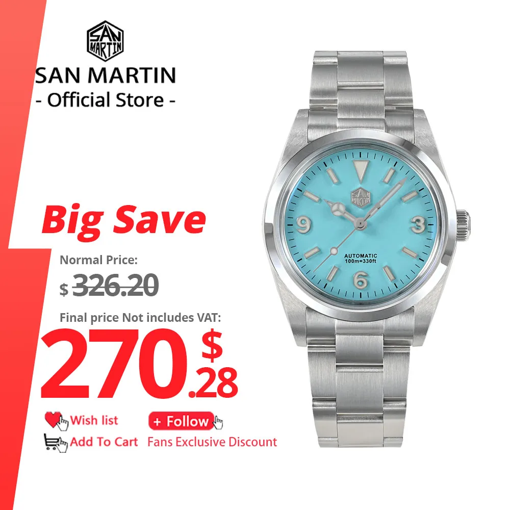 

San Martin 36mm Men Watch Explore Series Fashion Luxury Couples Sport Watch Automatic Mechanical Stainless Steel Relojes SN0021