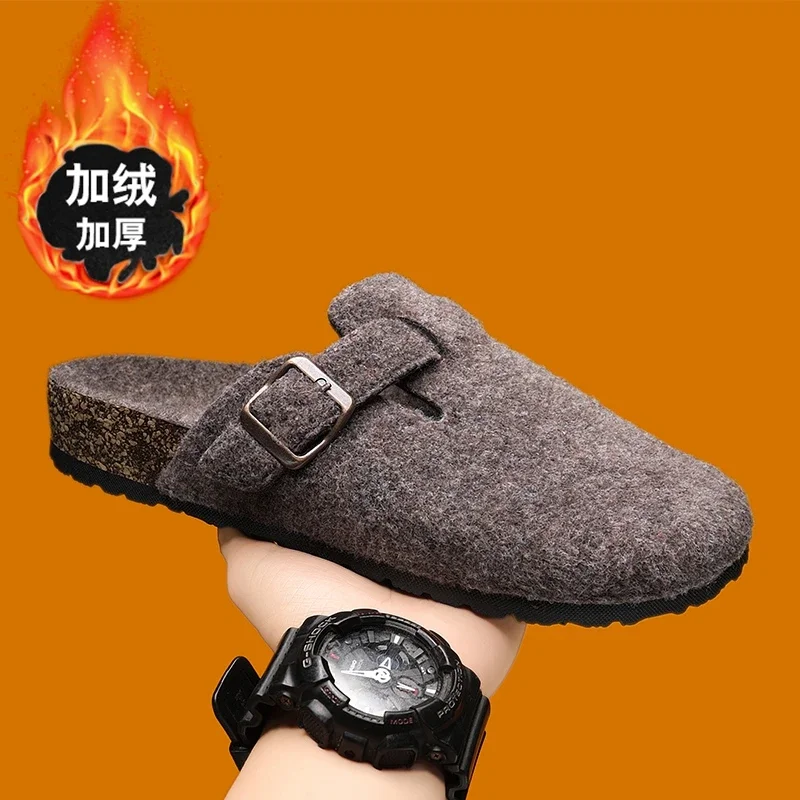 حذاء البغال الرجالي الشتوي الدافئ مقاس كبير 47 مع دعم قوس للجنسين أحذية الشاطئ الكلاسيكية للرجال صنادل من جلد الغزال قباقيب الفلين الرجعية Tatoпочки #6