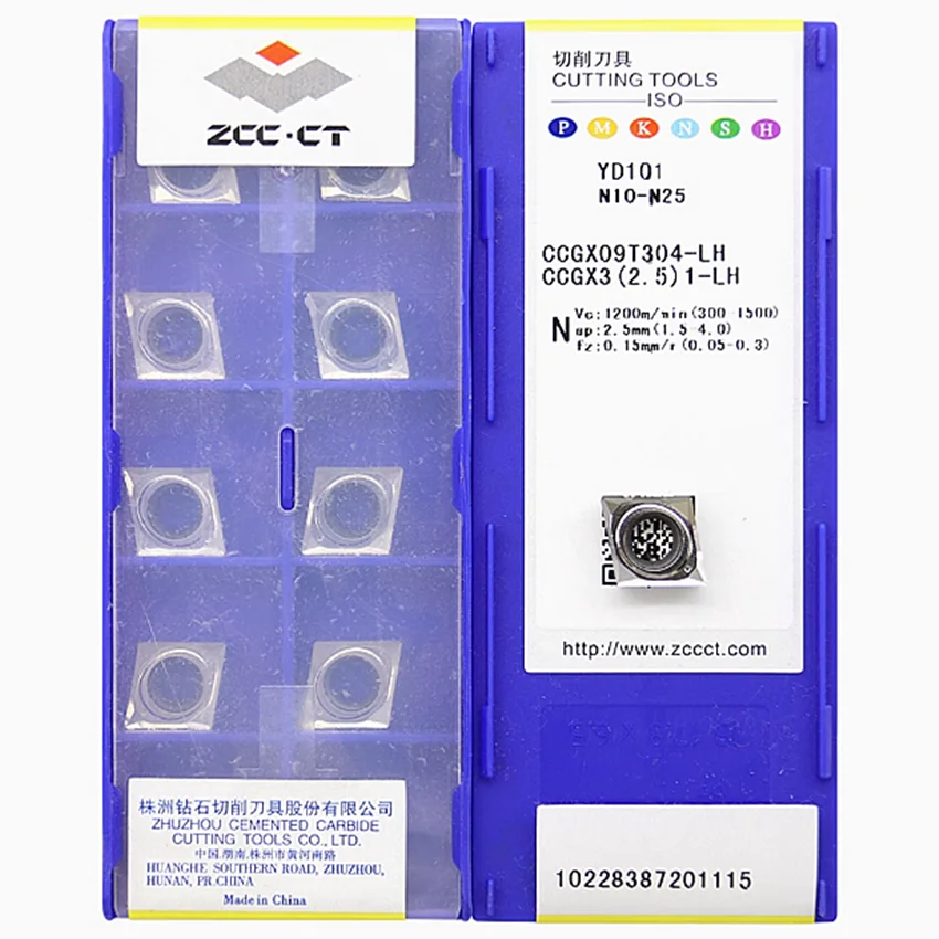 

CCGX09T302-LH YD101/CCGX09T304-LH YD101/CCGX09T308-LH YD101 ZCC.CT CNC carbide inserts Turning inserts For Aluminum 10pcs/box