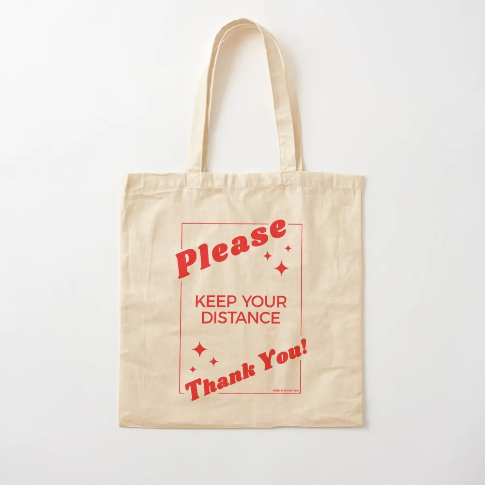 

Please Keep Your Distance (red) Tote Bag Lady bag Handbags women tote bags aesthetic cloth bag woman Canvas Tote