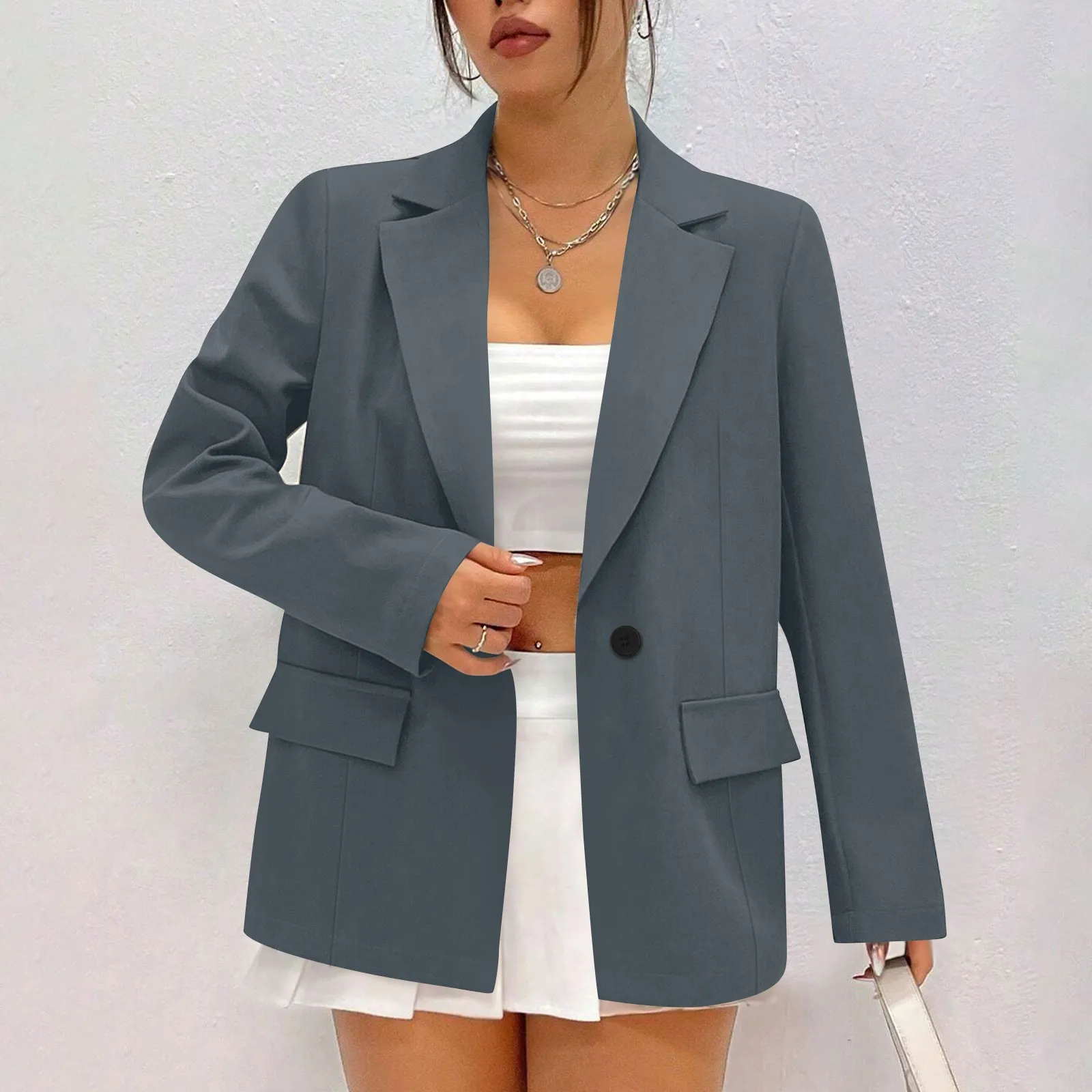 European and American Fashion Casual Suit Versatile Suit Top Women Casual Suit Jacket Temperament Lapel Blazer Women\'s Clothing