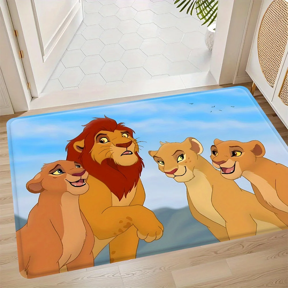 1 alfombra para puerta del Rey León, mezcla de poliéster duradera, lavable a máquina, base antideslizante, fácil de mantener, decoración interior/exterior
