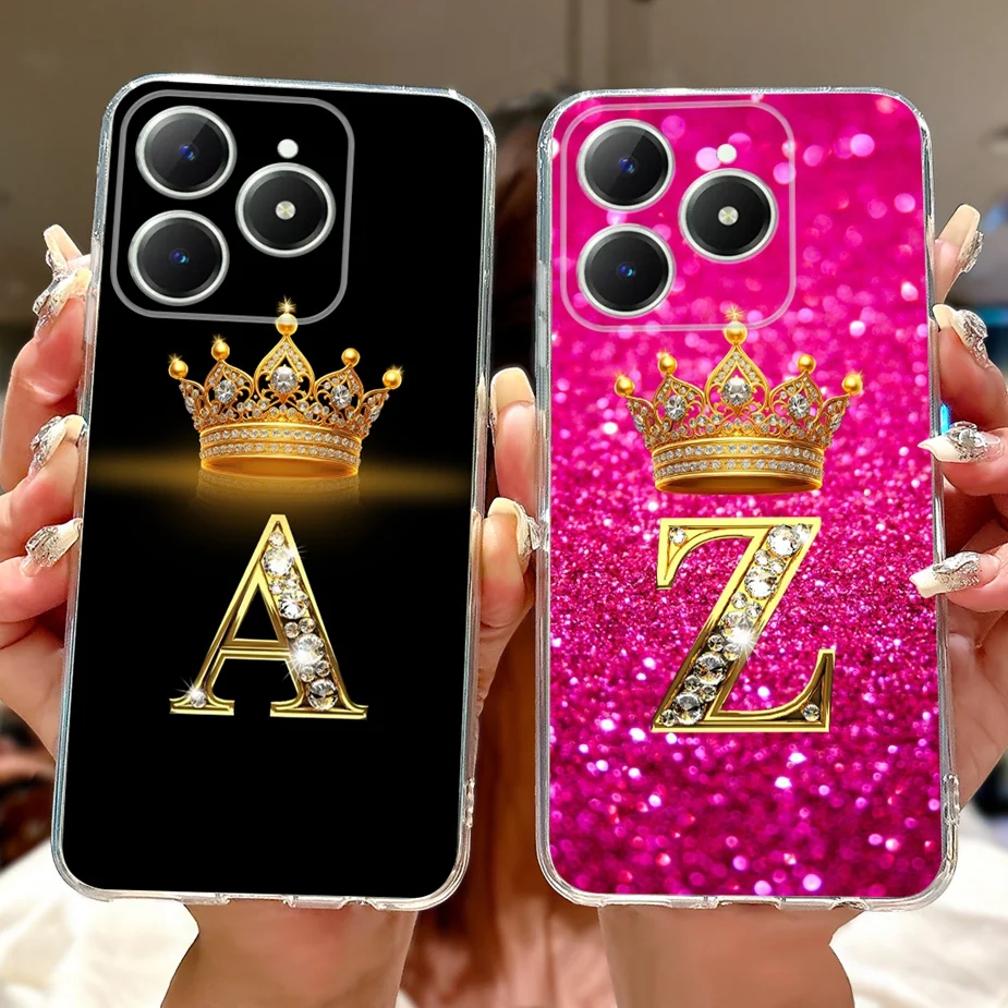 For Realme C61 C63 Case RMX3939 Luxury Crown Letters Cover Soft Silicone Phone Case For Realme C63 C 61 RealmeC61 RealmeC63 Bags