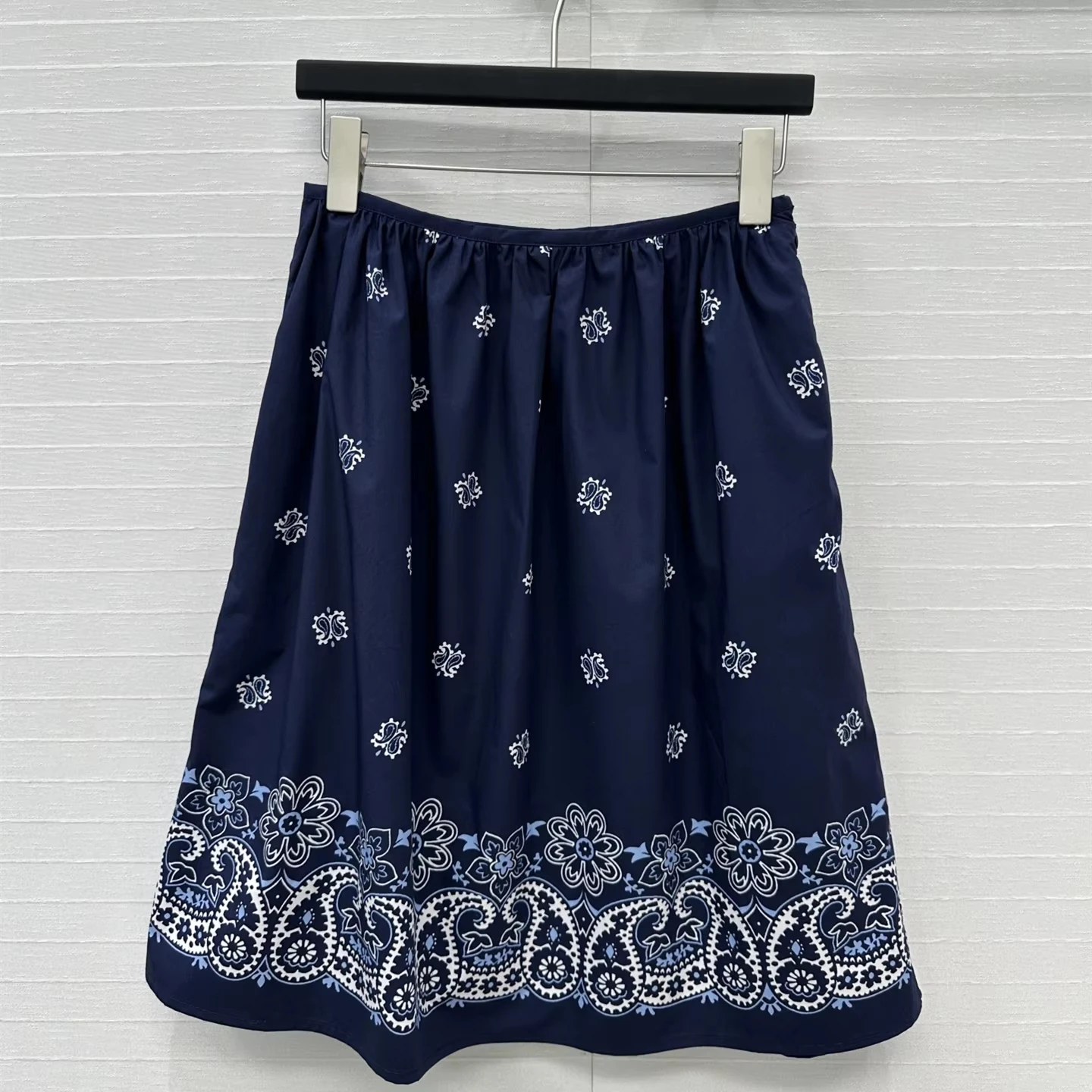 

Designer Brand Spring Summer Cotton Printing Elastic Waist A-line Short Skirt Classical Sweet Basics Loose Fit Female Clothes