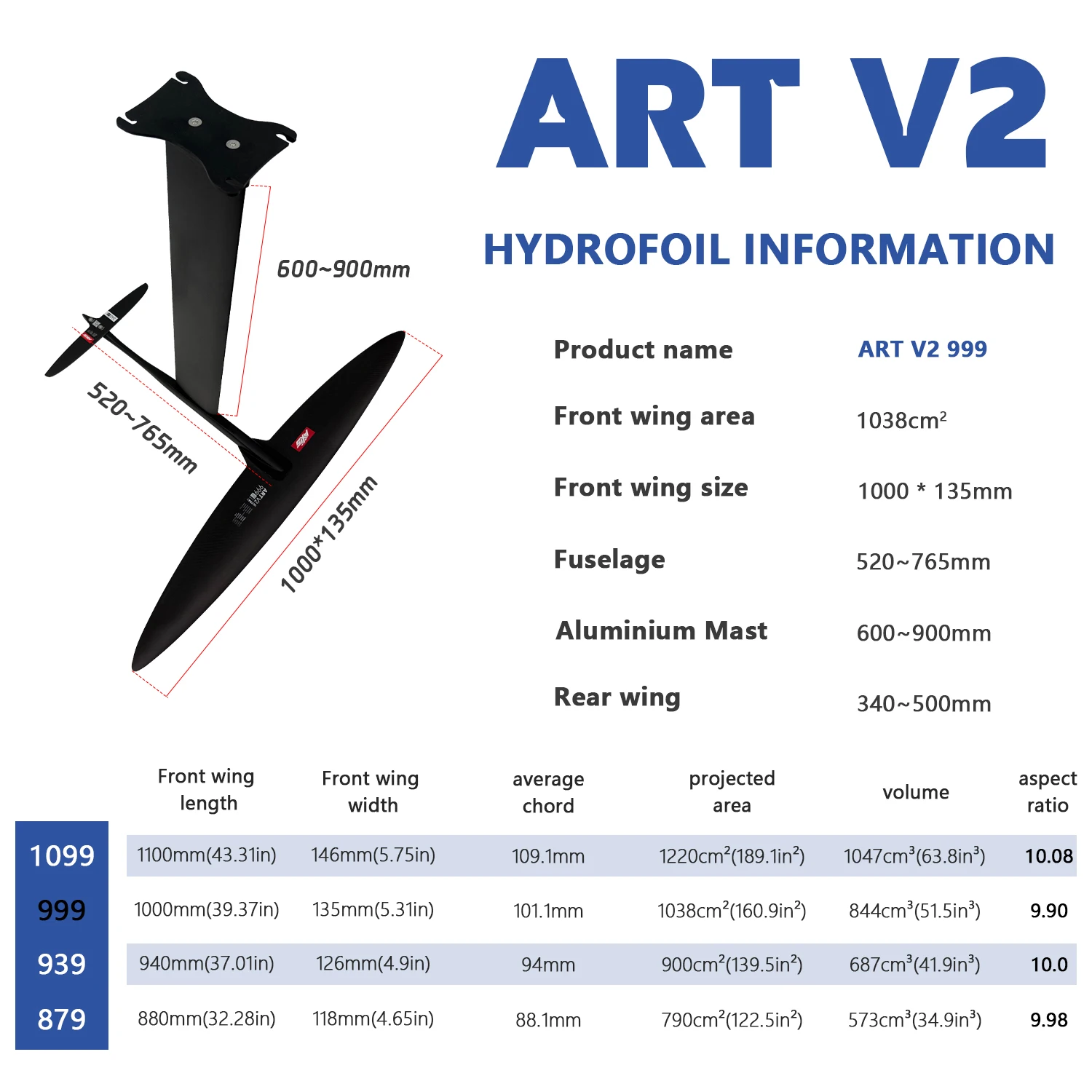 

Axis ART V2 999 Carbon Hydrofoil Board For Wave Surge Surfing Wind Foil Kitesurf For E Foil Surfboard Waterplay Surfing Board