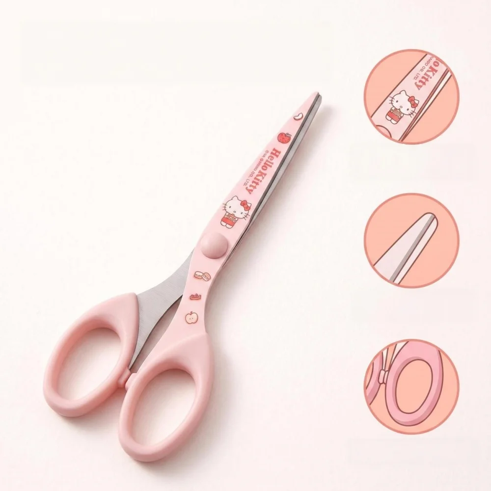 Cute Hello Kitty & My Melody Safety Scissors, Lovely Cartoon Printed Student Stationery for Craft Paper‑Cutting School Supplies